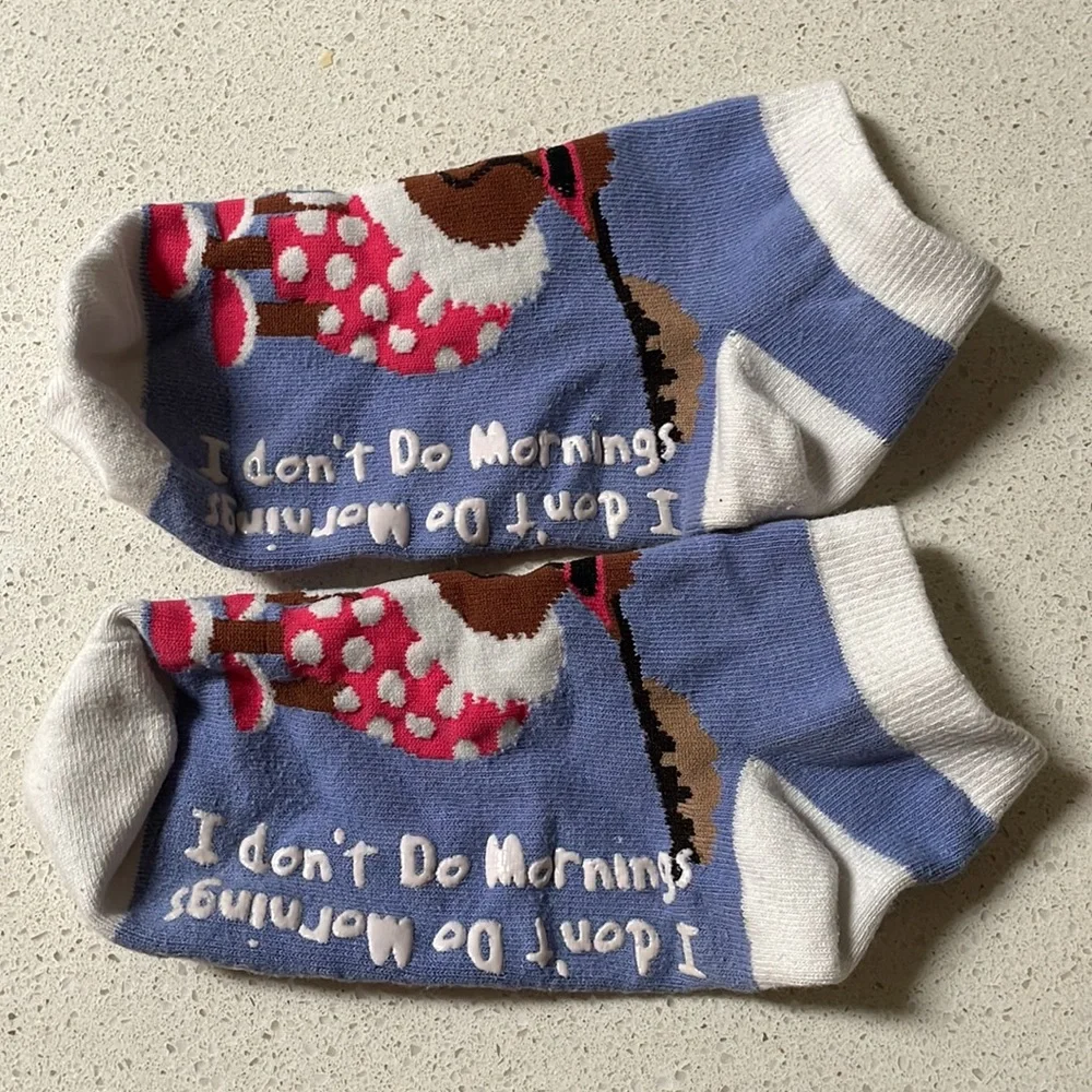 I don’t do mornings moose textured non-slip ankle socks
